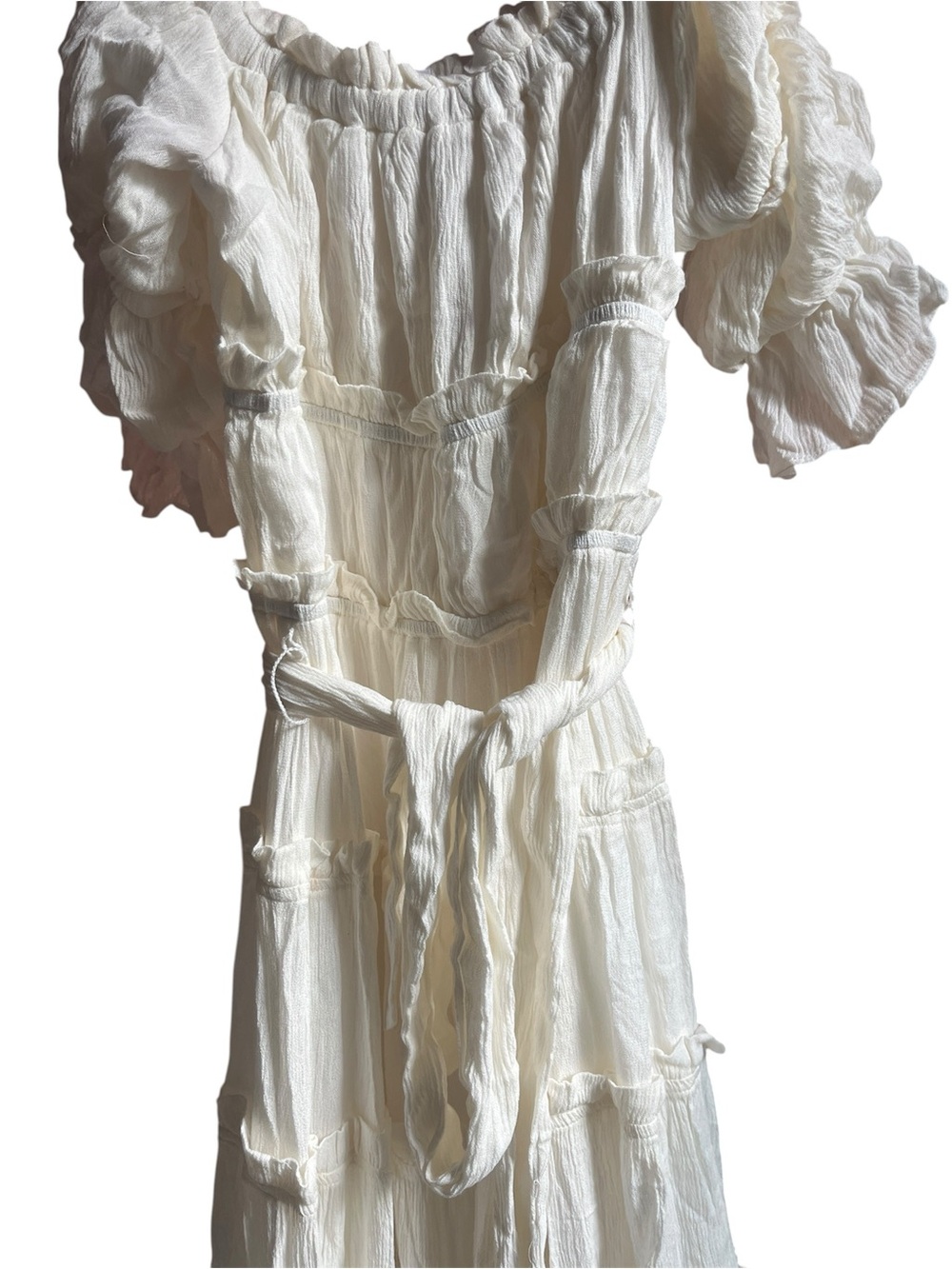 Romantic Off-Shoulder Ruffle Dress wedding modest - Picture 2 of 4